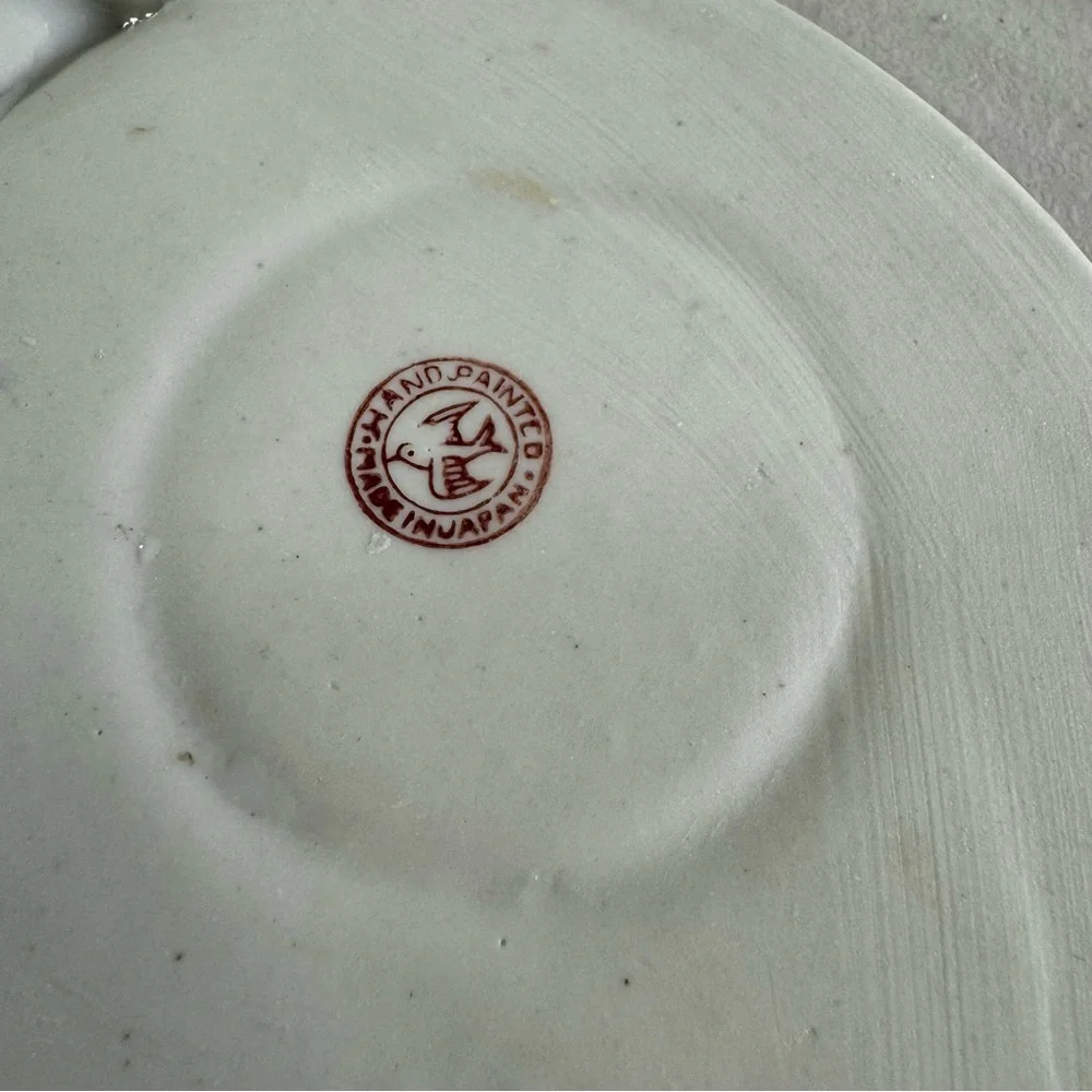 vintage Japanese porcelain plates SEIEI Co handpainted floral butterfly 5pc